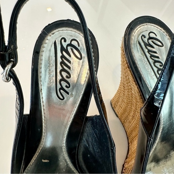 Gucci Black Patent Leather Platform Wedges - Picture 7 of 15